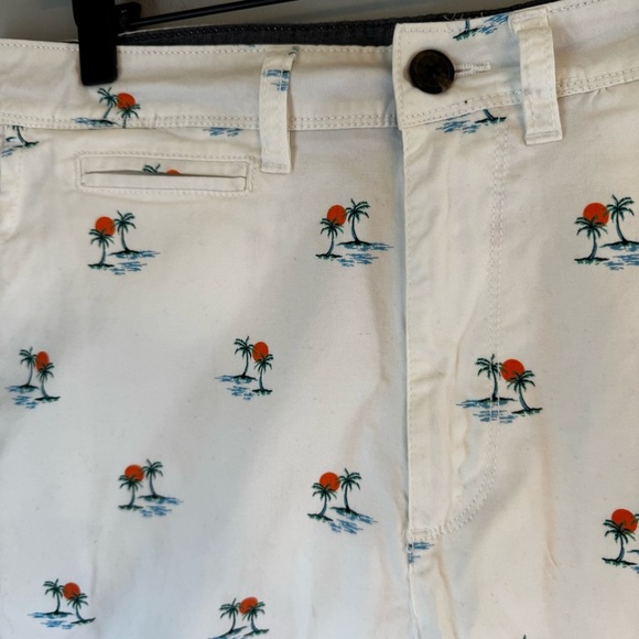 Free Planet Men’s White Tropical Print Casual Chino Shorts 9” Inseam Size 34 - Picture 3 of 7